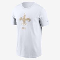 This Faded Essential T-Shirt helps you show loyalty to the New Orleans Saints with bold graphics on the front. It’s made from soft cotton fabric for a comfortable feel on game day. New Orleans Saints Logo, Nike Crew Neck, Nfl T Shirts, Nike Nfl, Latest T Shirt, Nike Tshirt, Nike White, New Orleans Saints, Mens Essentials