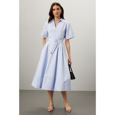 Blue (60% Cotton, 40% Polyamide). Casual dress. Short sleeves. V-neck. Side zipper closure. 50" from shoulder to hemline. Made in the USA.¬† Casual Dress Short, Rent The Runway, Closet Designs, Dress Short, Cinched Waist, Effortless Style, Side Zipper, Casual Dress, Shirt Dress