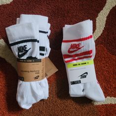 Brand New Never Worn Both Pair For One Price. Socks Nike, Nike Socks, Nike Red, Athletic Socks, Men's Nike, Dri Fit, Nike Men, Black Red, Black And Red