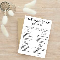 what's on your future? wedding game card, printable for the bride and groom