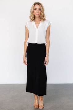 Pembroke Pencil Skirt | Black Versatile Maxi Skirt For Workwear, Versatile Lined Maxi Skirt For Workwear, Versatile Fitted Maxi Skirt For Work, Fitted Versatile Maxi Skirt For Work, Elegant Fitted Maxi Skirt For Work, Classic Lined Maxi Skirt For Work, Classic Fitted Maxi Skirt For Formal Occasions, Chic Formal Pencil Skirt In Elastane, Chic Formal Pencil Skirt Made Of Elastane