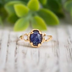 ✨ Current processing time is 4 weeks ✨ December 6th is the Cut-off date to order your piece to receive it before the Holidays - all orders received after that date will be created and shipped out in January 2025.       Introducing our Blue Sapphire and Diamond Engagement Ring ~ uniquely hand-carved in wax and cast in Solid 18k Gold, this nature-inspired rustic textured ring showcases a stunning blue Sapphire and 2 small conflict-free raw diamonds ~ making this a one of a kind engagement ring, or Uncut Diamond Ring Engagement, Textured Gold Ring, Sapphire And Diamond Engagement Ring, Raw Diamond Engagement Rings, Nature Inspired Rings, Textured Ring, Alternative Engagement Rings, Uncut Diamond, Raw Diamond