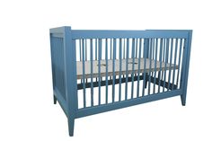 a baby crib with no mattress in it