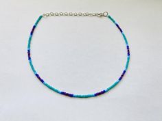 Seed bead necklace turquoise necklace beaded choker | Etsy Purple Colorful Beads Choker Jewelry, Purple Colorful Beaded Choker Jewelry, Purple Beaded Choker With Round Beads, Blue Beads Choker Jewelry, Blue Beaded Choker With Faceted Beads, Blue Beaded Choker With Tiny Beads, Blue Faceted Beads Choker Necklace, Blue Beaded Choker Jewelry, Blue Choker With Tiny Beads