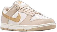 Gold Sneakers, Swoosh Logo, Nike Dunk Low, Dunk Low, Nike Dunk, Nike Dunks, Light Beige, Metallic Gold, White Light