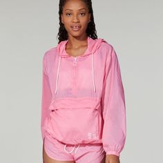 Lesgirlsleboys X Barry’s Pink Nylon Pac A Mac New With Tags 1/2 Zip Hoodie Style Front Zippered Pocket Which Holds The Fanny Pack Strap Converts Into A Fanny Pack Cute Bright Pink Color Windbreaker Retails For $110 Athleisure Drawstring Hoodie, Pink Long Sleeve Hoodie For Outdoor Activities, Sporty Pink Tops For Outdoor Activities, Pink Athleisure Hoodie For Outdoor, Spring Athleisure Nylon Hooded Jacket, Spring Athleisure Track Jacket With Drawstring Hood, Spring Hooded Windbreaker With Drawstring, Trendy Solid Hooded Windbreaker, Trendy Solid Color Hooded Windbreaker