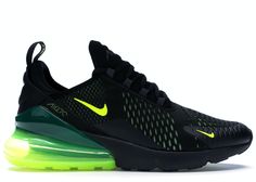 Check out the Nike Air Max 270 Black Volt Oil Grey available on StockX Air Max 270 Black, Nike Air Max 270 Black, Mens Grey Shoes, Futuristic Shoes, Rainbow Sneakers, All Nike Shoes, Black Oil, Mens Nike Air, Grey Sneakers