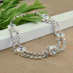 .925 sterling silver and cz double chain bracelet Double Chain Bracelet, Jewelry Beautiful, Cover Story, Double Chain, Gemstone Bracelets, Toe Rings, Tiffany Heart, Heart Charm Bracelet, Daily Deals