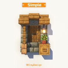 an image of a small house made out of wood and brick with the text simple above it