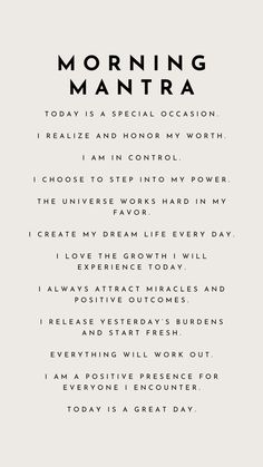 Positive morning affirmations. Positivity. Positive Morning Mantras, Morning Meditation Affirmations, Affirmation For Morning, Morning Routine Affirmations, Words Of Self Affirmation, Morning Intention Quotes, Mood Boosting Affirmations, Self Love Mantras Quotes, Morning Alarm Affirmations