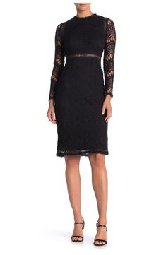 Love By Design Lace Long Sleeve Midi Dress | Nordstromrack Black Lace Long Sleeve Dress, Black Dress With Lace, Daytime Dresses, Blouson Dress, Long Sleeve Sequin, Lace Long Sleeve, It Goes On, Formal Dresses For Women, Long Sleeve Lace Dress