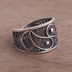 Artisan Crafted Fine Silver Filigree Ring - Dark Paisley | NOVICA Paisley Motif, Filigree Jewelry, Children Clothes, Filigree Ring, Silver Filigree, Favorite Rings, Artisan Craft, Handmade Sterling Silver, Jewelry Gift Box