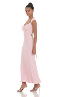 Strappy Cowl Neck Maxi Dress in Pink | LUCY IN THE SKY Baby Pink Bridesmaids Dresses, Pink Wedding Guest Dresses, Cotillion Dresses, Cowl Neck Maxi Dress, Baby Pink Dresses, Prom Dress Inspo, Pink Satin Dress, Pink Long Dress, Pink Bridesmaid Dress