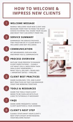 How to Deal with New Customers Online? | How to Welcome And Impress New Clients Client Welcome Packet, Startup Business Plan, Business Checklist, Welcome Packet, Small Business Organization, Small Business Plan, Business Basics, Business Marketing Plan, Social Media Marketing Business