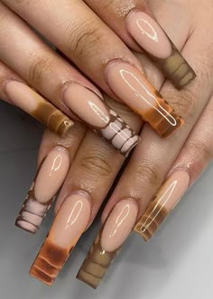 Brown Acrylic Nails, Brown Nails Design, Trending Pins, Brown Nails, Fire Nails, Funky Nails, Dope Nails