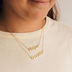 Give a meaningful gift to your child that they will wear every day with our Custom Kid’s Name Necklace. Both dainty and minimalist, this necklace can be personalized with any name and can even include cute symbols to make this jewelry piece more unique. Material: High-Quality Solid 925 Sterling Silver Finish: Sterling Silver ∙ 18K Gold ∙ Rose Gold Dimensions: Depending on your font choice, height sizes range from 3mm to 4mm lowercase SKU: HH-NH02F87 New Big Sister Gifts, Cute Symbols, Big Sister Gifts, Dainty Diamond Necklace, Daughter Necklace, Handmade Kids, Initial Jewelry, Custom Name Necklace, Station Necklace