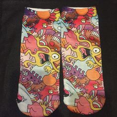 This Colorful Pair Socks Are A Fun Wear! One Size Fits Most! This Unique Pair Is A Wonderful Addition To Your Wardrobe And Your Style; Sure To Get Lots Of Compliments! Pink Stretch Casual Socks, Comfortable Multicolor Socks As Gift, Cute Multicolor Socks For Gifts, Comfortable Multicolor Socks For Gifts, Fun Pink Socks For Stocking Stuffers, Casual Multicolor Cartoon Print Socks, Casual Stretch Socks For Stocking Stuffers, Casual Purple Socks As Gift, Casual Purple Socks For Gifts