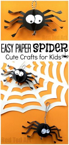 an easy paper spider craft for kids to make it looks like they are on the web