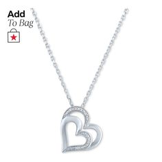 in stock Silver Anniversary Necklace From Macy's, Macy's Silver Necklaces For Anniversary, Macy's Silver Necklace For Anniversary, Macy's Silver Jewelry For Valentine's Day, Nickel-free Double Heart Necklace For Anniversary Gift, Nickel-free Adjustable Double Heart Necklace, Macy's Necklace For Anniversary On Valentine's Day, Adjustable Silver Heart Cut Necklace, Nickel-free Double Heart Necklaces For Mother's Day