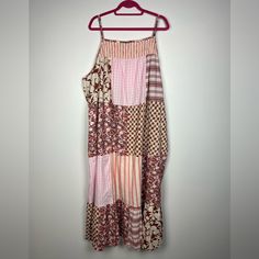 Nwt Universal Thread Patchwork Dress. Size 4x Patchwork Dress, Universal Thread, Pink Brown, Thread, Maxi Dress, Womens Dresses, Pink, Women Shopping, Dresses