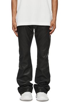 These flared pants crafted from smooth bonded leather instantly elevate your night-out options. 33" inseam, 18" leg opening; 10" front rise; 15" back rise (size 29) Button fly Front scoop pockets; back patch pockets Leather/synthetic Professional leather clean Imported Asian Owned/Founded Leather Flare Bottoms For Work, Flared Leather Bottoms For Work, Flare Leather Bottoms For Work, Flared Leather Pants For Night Out, Flare Leather Pants For Night Out, Leather Bottoms For Streetwear With Straight Leg, Leather Straight Leg Bottoms For Streetwear, Leather Bottoms Straight Leg For Streetwear, Streetwear Wide Leg Faux Leather Pants