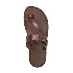 Abner Brown, handmade leather slide sandals with toe loop - Front View Men Leather Sandals Fashion, Best Sandals For Men, Comfortable Leather Sandals, Handmade Leather Sandals, Leather Slippers For Men, Combat Boots Men, City Japan, Cowboy Shoes, Toe Ring Sandals