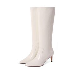 Genuine Leather Solid Color Knee High Boots Genuine Leather Knee High Boots, Leather Knee High Boots, Ladies Boots, Genuine Leather Boots, Shoe Boot Sandals, Womens Knee High Boots, High Heels Stilettos, High Heel Boots, White Shoes