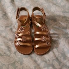 Ankle Strap Gladiator Style Sandals With Flower And Rhinestone Details. Toddler Sz 8. Bnwot *No Box* Toddler Sandals Girl, Girls Sandals, Sandals Flip Flops, Shoes Shoes, Gladiator Sandals, Flip Flop Sandals, Kids Shoes, Toddler Girl, Ankle Strap