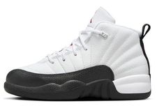 PRICES MAY VARY. Little Kid's Jordan 12 Retro White/Gym Red-Black 'Taxi Flip' (151186 162) Preschool PS Colorway: White/Gym Red-Black Style Code: 151186 162 Preschool Sizing: 10.5c - 3y Brand New Built for little kids, the Air Jordan 12 Retro PS ‘Taxi Flip’ adds bold pops of color to an OG-inspired white and black colorway. White tumbled leather is utilized on the upper, which is accented with radiating stitched lines and a black lizard-textured mudguard. An embroidered Jumpman logo in Gym Red adorns the tongue, matching the TPU midfoot overlay. A foam midsole offers lightweight cushioning with each step, while the rubber outsole features herringbone traction pods for superior grip. White Gym, Black Lizard, Jordan Retro 12, Red Black Style, Air Jordan 12, Jumpman Logo, Air Jordan 12 Retro, Jordan 12 Retro, Jordan 12