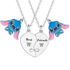 PRICES MAY VARY. This is a pair of double necklaces, one of which says Best and the other half says Friends,There is also a butterfly under the word. This is a great gift to give to your best friend on birthday, Christmas, etc.The pendant on the necklace can be put together into a complete heart shape.It means that the friendship between the two is eternal. This necklace has a Stitch pendant on it, so if you like Stitch a lot, this necklace would make a great gift. Friends will also be very surprised when they receive gifts. The necklace pendant is made of stainless steel,this necklace can stand up to her play and fun active life. We provide excellent service and feel free to contact us if you have any questions. Best Gift for Friend Friendship Necklace Friend Gifts Stitch Necklace Gift fo Nickel-free Necklaces For Mother's Day Gift, Customized Themed Jewelry For Friendship, Personalized Blue Necklaces For Friendship, Personalized Blue Necklace For Friendship, Blue Jewelry For Best Friend Gift On Mother's Day, Stitch Necklace, Friendship Necklace, Double Necklace, Sister Necklace