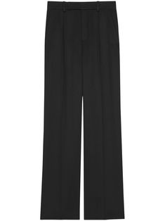 Embrace your inner disco diva with these chic flared pants, crafted from the finest silk for a luxuriously smooth and shiny finish. In a sleek noir shade, they're a versatile addition to your wardrobe. Whether you're hitting the dance floor or strutting down the boulevard, you'll be turning heads in style. Size: 36 for a perfect fitting Color: Noir (1000), an always fashionable, easy to match shade Composition: Silk, for a high-end, sumptuous feel | Saint Laurent Women's Satin Flared Pants in No Trendy Night Out Outfits, Black Flared Trousers, High Waisted Flare Pants, Satin Pants, Black Flare, High Waisted Flares, Night Out Outfit, Straight Trousers, Flared Pants