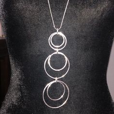 Long Silver Necklace With Pendant Circle Chic Silver Round Necklace, Chic Silver Long Necklace, Chic Silver Round Pendant Jewelry, Chic Silver Metal Long Necklace, Chic Silver Long Metal Necklace, Ballet Necklace, Ribbon Choker Necklace, Gemstone Choker Necklace, Blue Stone Pendant