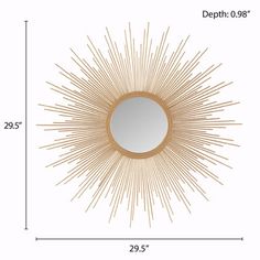 the sun mirror is shown with measurements