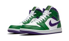 Air Jordan 1 Mid "Aloe Verde/Court Purple" - 554724 300 - 2020 Nike X Travis Scott, Low Air Jordan 1, Jordan Model, Nike Air Jordan 1 Mid, Baskets Nike, Incredible Hulk, Nike Air Max Plus, Nike Air Huarache, Air Huarache