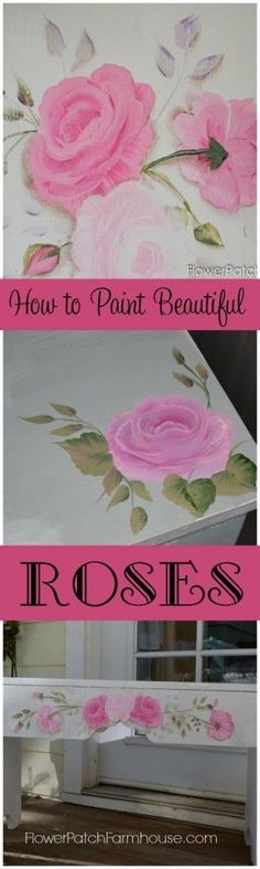 how to paint beautiful roses with acrylic paints on canvases and wood floors