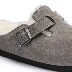 The perfect shoe for cozy fall and winter evenings, these Birkenstock Boston Shearling Suede Clog Shoes for Women in Stone Coin Grey are ones you will never get tired of. Arch support, custom fit, wool footbed lining, and clog design are some of the features that make up this fashion staple footwear. Get yours for the upcoming holidays! Features of Birkenstock Boston Shearling Suede Clog Shoes for Women in Stone Coin Grey 1017651: Birkenstock Style: 1017651 Color: Stone Coin Grey Signature clog Birkenstock Stone, Boston Shearling, Birkenstock Boston Shearling, Men Birkenstock, Birkenstock Men, Birkenstock Style, Timeless Shoes, Birkenstock Women, Suede Clogs