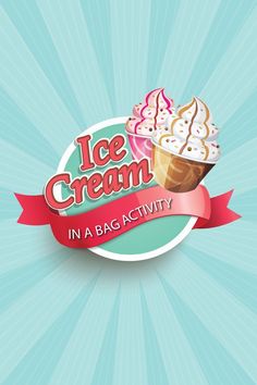 an ice cream logo with a red ribbon around it and the words in a bag activity