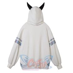 PRE-SALE COSFUN Gesnhin Impact Xiao Hoodie White Harajuku Hoodie For Fall, White Harajuku Long Sleeve Hoodie, White Long Sleeve Harajuku Hoodie, White Kawaii Hoodie For Streetwear, White Hooded Kawaii Top, White Harajuku Hooded Hoodie, Harajuku White Hoodie Tops, White Harajuku Hoodie Top, Harajuku Style White Hoodie Top