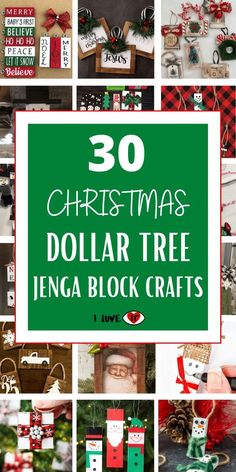 christmas crafts Dollar Tree Jenga Block Crafts, Jenga Blocks Diy, Jenga Blocks Crafts, Wood Blocks Christmas, Jenga Block Crafts, Christmas Dollar Tree, Dollar Store Christmas Crafts, Jenga Blocks, Buffalo Plaid Christmas Tree