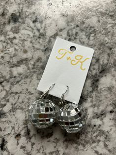 Small disco ball earrings, handmade ❤️ Sparkling Round Beads Jewelry For Party, Nickel-free Round Crystal Earrings For Party, Nickel-free Crystal Earrings For Party, Round Crystal Earrings For Party, Silver Crystal Party Earrings, Trendy Sparkling Earrings For Party, Shiny Silver Jewelry For Party, Silver Shiny Jewelry For Party, Sparkling Round Earrings For Party