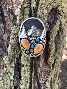 ‘Mountain Boulders’ Custom Bolo Tie Elk Ivory Jewelry, Elk Ivory, Silversmithing Jewelry, Silver Smithing, Metal Jewelry Making, Metalsmithing Jewelry, Bolo Tie, Silver Work, Western Jewelry