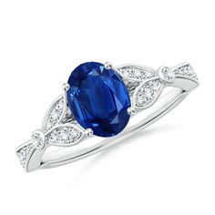 an oval blue sapphire and diamond ring