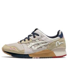 Asics Gel-Lyte 3 x EVISU 1203A301-020 (SNKR/Retro/Light/Casual/Unisex/Low Top/Non-Slip/Crossover/Wear-resistant) Beige Vintage Sneakers For Sports, Vintage Beige Sneakers For Sports, Casual Asics Sneakers, Casual Beige Asics Sneakers, Asics Casual Sneakers For Spring, Casual Asics Spring Sneakers, Casual Asics Sneakers For Spring, Asics Shoes Outfit, Dapper Man