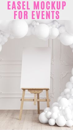 an easel with white balloons in front of it and the words easy ways to make your