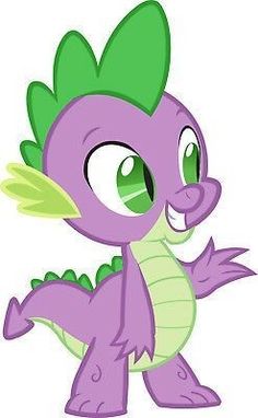 a purple and green cartoon character with big eyes