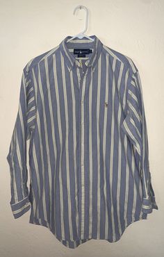 Mens Vintage 16 L Ralph Lauren striped oxford shirt lot euc Yarmouth These two shirts are in great condition no issues size 16 neck 33 arm Please ask all questions prior to purchase for I no longer take returns also be sure to check out my feedback and purchase with confidence thank you Classic Long Sleeve Shirt With Vertical Stripes, Long Sleeve Cotton Shirt With Horizontal Stripes, Striped Long Sleeve Shirt For Spring, Classic Striped Tops For Spring, Casual Blue Shirt With Contrast Stripes, Casual Long Sleeve Shirt With Vertical Stripes, Spring Horizontal Stripe Collared Shirt, Classic Striped Button-up Shirt, Casual Pinstripe Cotton Shirt