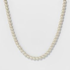 Short Pearl Necklace - A New Day Silver Classic Pearl White Pearl Necklace For Party, Classic Pearl White Necklace For Party, Classic Evening Necklaces, Classic Pearl Necklace With Pearl Chain For Parties, Classic Pearl Necklace For Party, Classic Pearl Chain Necklace For Party, Classic Gold Pearl Necklace For Party, Chic Round Beaded Jewelry For Formal Occasions, Chic Formal Jewelry With Round Beads