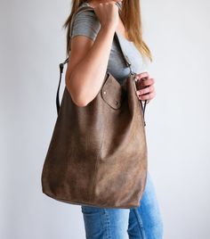 Brown OVERSIZE SHOPPER Bag XXL Tote Bag Woman Large | Etsy Big Leather Bag, Rustic Leather Bag, Large Crossbody Purse, Everyday Tote Bag, Large Leather Tote Bag, Everyday Purse, Big Shoulders, Bags Leather Handbags, Large Leather Tote