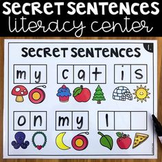 a printable book with the words secret sentences on it