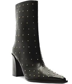 Schutz Raffaela Studded Leather Booties | Dillard's Fall High Heel Boots With Rivets, Winter Boots With Rivets, Fall Heeled Boots With Rivets, Leather High Heel Platform Boots With Rivets, Leather Platform Boots With Rivets And High Heel, Leather High Ankle Platform Boots With Rivets, High Ankle Leather Platform Boots With Rivets, Leather Platform Boots With Rivets, Fall Leather Platform Boots With Rivets